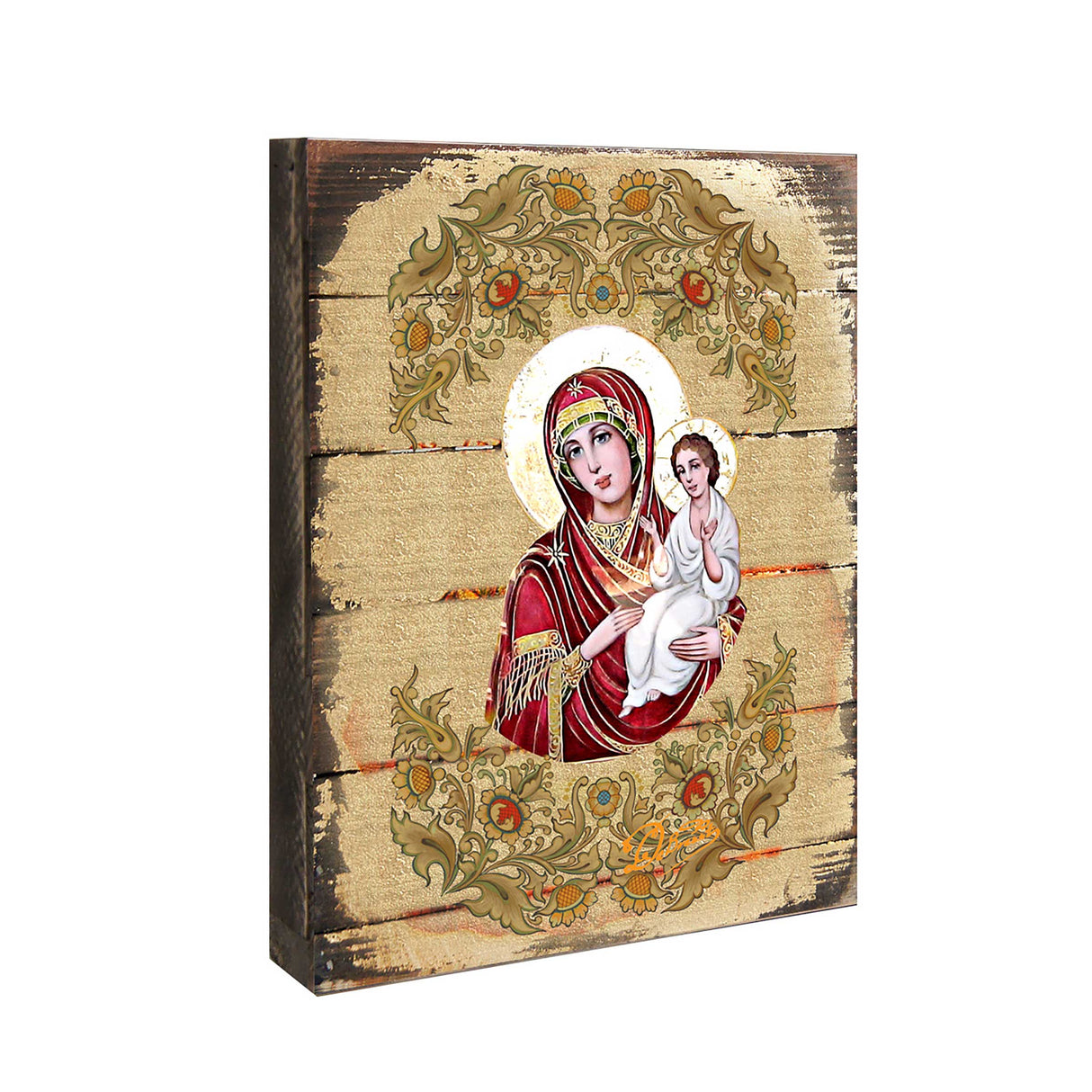 Icono sagrado ortodoxo religioso de madera bañado en oro de la Virgen María Directora - Decoración inspiradora - 85029