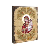 Icono sagrado ortodoxo religioso de madera bañado en oro de la Virgen María Directora - Decoración inspiradora - 85029