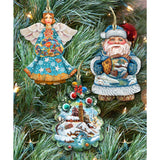 Coastal Wooden Ornaments Set of 3 by G. DeBrekht - Coastal Holiday Decor - 8100036S3
