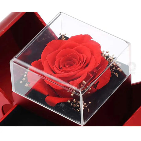 Fashion Jewelry Box Red Apple Christmas Gift Necklace Eternal Rose For Girl Mother's Day Valentine's Day Gifts With Artificial Flower Rose Flower Jewelry Box - Lootquake