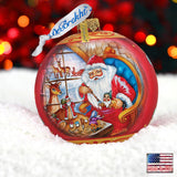 Santa Workshop Ball Glass Ornament by G. DeBrekht - Christmas Santa Snowman Decor - 73611