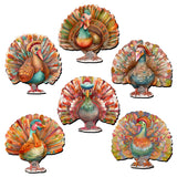 Turkey Decorative Wooden Magnets Set of 6 by G. Debrekht - Thanksgiving Decor - 8090027G-S6