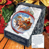 Adorno de vidrio grande "Senderos nevados" de G.Debrekht - Decoración navideña de Papá Noel y muñeco de nieve - 73943