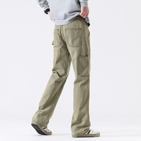 American High Street Vibe Wind Washed Distressed Army Green Jeans - Lootquake