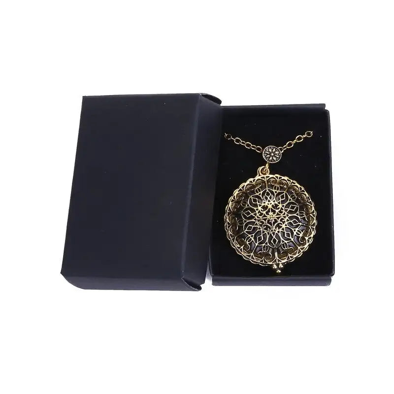 Hollow Retro Magnifying Glass Necklace Alloy Plating - Lootquake