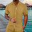 Polo Collar Solid Color Short Sleeve Button Men's Casual Loose Short Sleeves Shirt - Lootquake