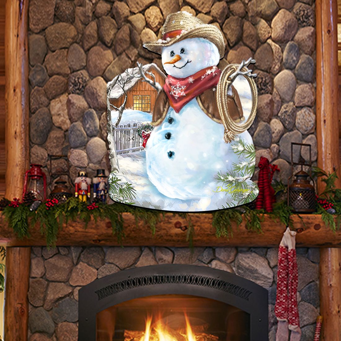 Cowboy Snowman Christmas Door Decor by D. Gelsinger - Christmas Santa Snowman Decor - 8121115H-1541