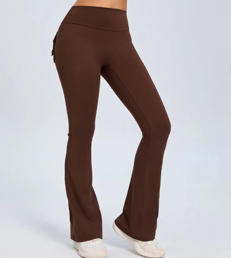 Yoga Fitness Flared Pants With Pockets Ins Fashion Slim High Waist Sports Trousers  Scrunch Butt Booty Workout Lifting Leggings - Lootquake
