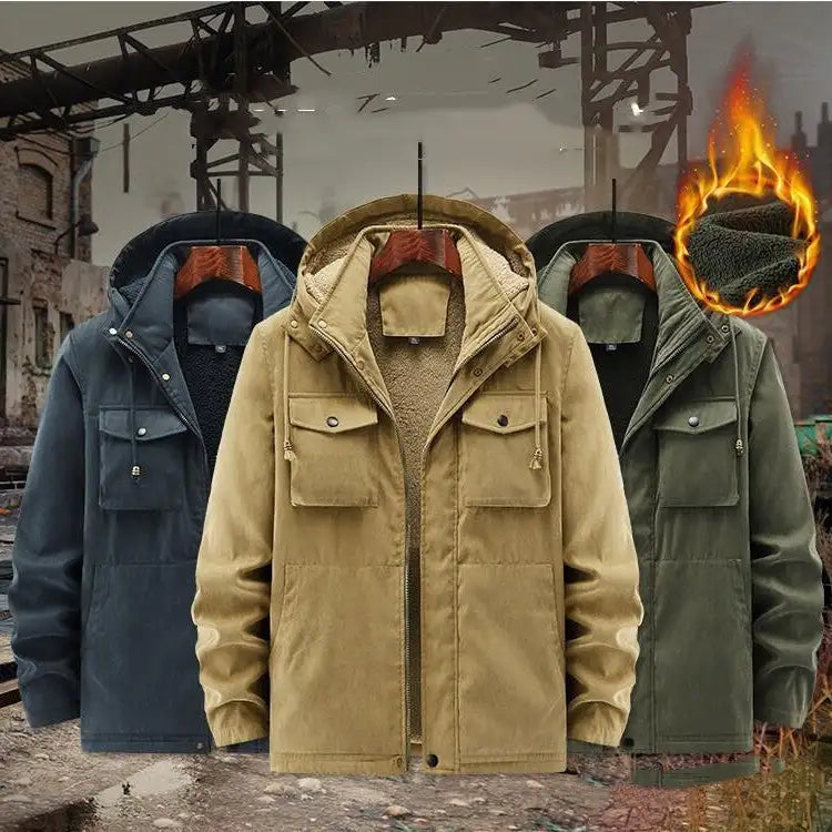 Thick Detachable Hat Lambswool Jacket - Lootquake