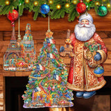 Papá Noel de todo el mundo - Papá Noel de inspiración francesa - Juego de 3 adornos de madera de G. DeBrekht - Decoración navideña de Papá Noel y muñeco de nieve - 8091303S3