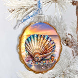 Adornos navideños de cristal - Adornos de concha de mar de G. Debrekht - Decoración navideña costera - 777397