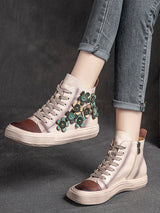 Chic Women's Contrast Flower High-Top Shoes