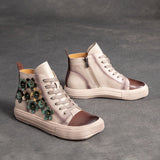 Chic Women's Contrast Flower High-Top Shoes