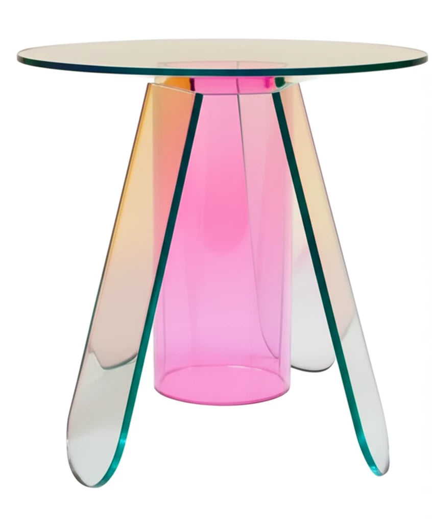 Acrylic Rainbow Color Coffee Table - Iridescent Modern Accent Table
