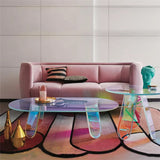 Acrylic Rainbow Color Coffee Table - Iridescent Modern Accent Table