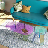 Acrylic Rainbow Color Coffee Table - Iridescent Modern Accent Table