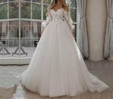 Boho Bride Puff Sleeve Off-Shoulder Wedding Gown