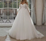 Boho Bride Puff Sleeve Off-Shoulder Wedding Gown
