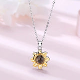 Silver Sunflower Projection Necklace for Women, S925 - Lootquake
