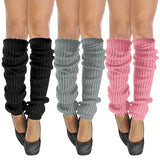 3 pares de calentadores de piernas de punto acanalado, calcetines largos informales de moda para invierno, térmicos, estilo JK, para mujeres y niñas.
