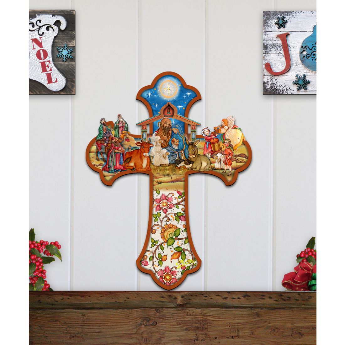 Nativity Cross Nativity Door Decor by G. DeBrekht - Nativity Holiday Decor - 8191164H