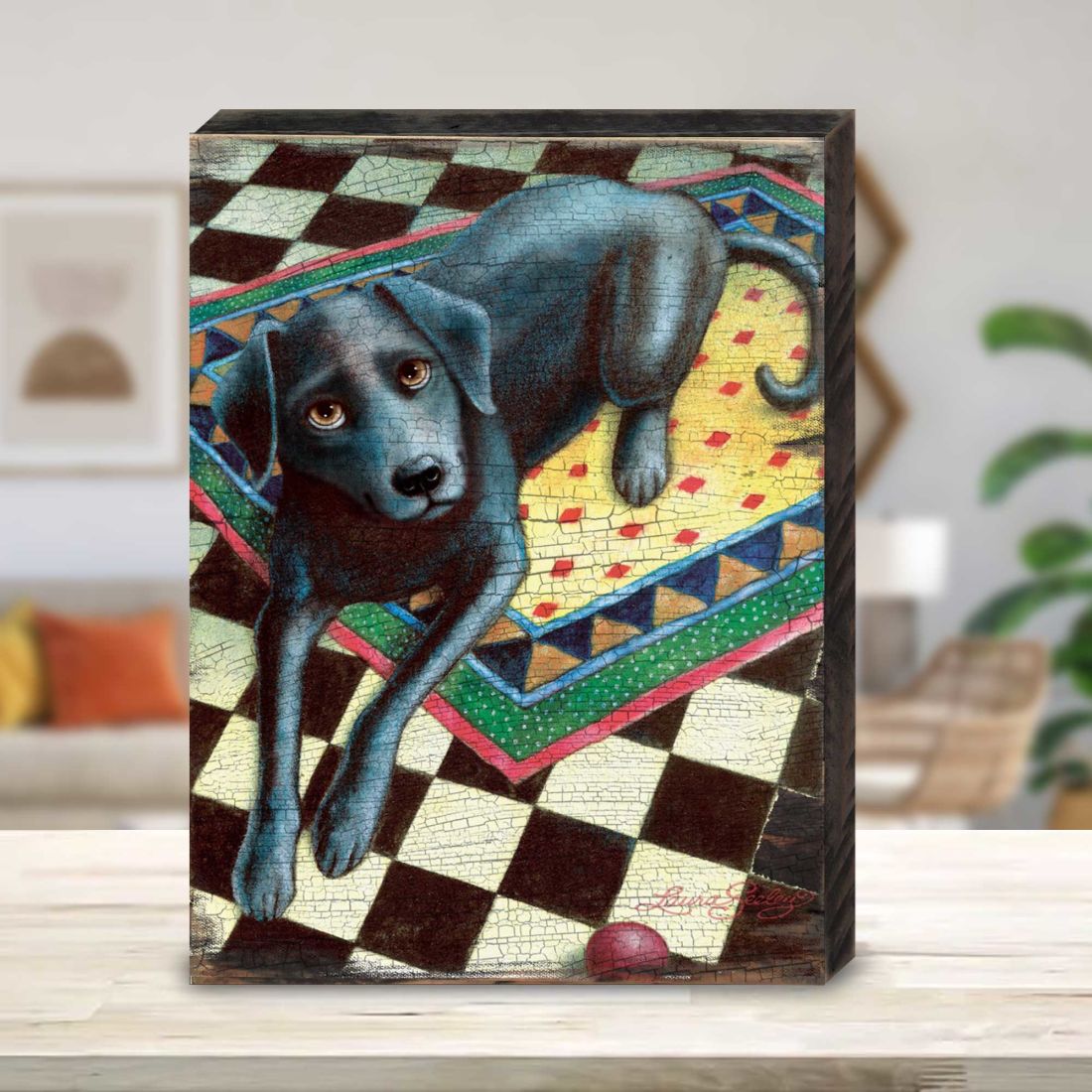Ready When You Are Wooden Wall Art by Laura Seeley - Pets Dog and Cats Decor - 8511117B