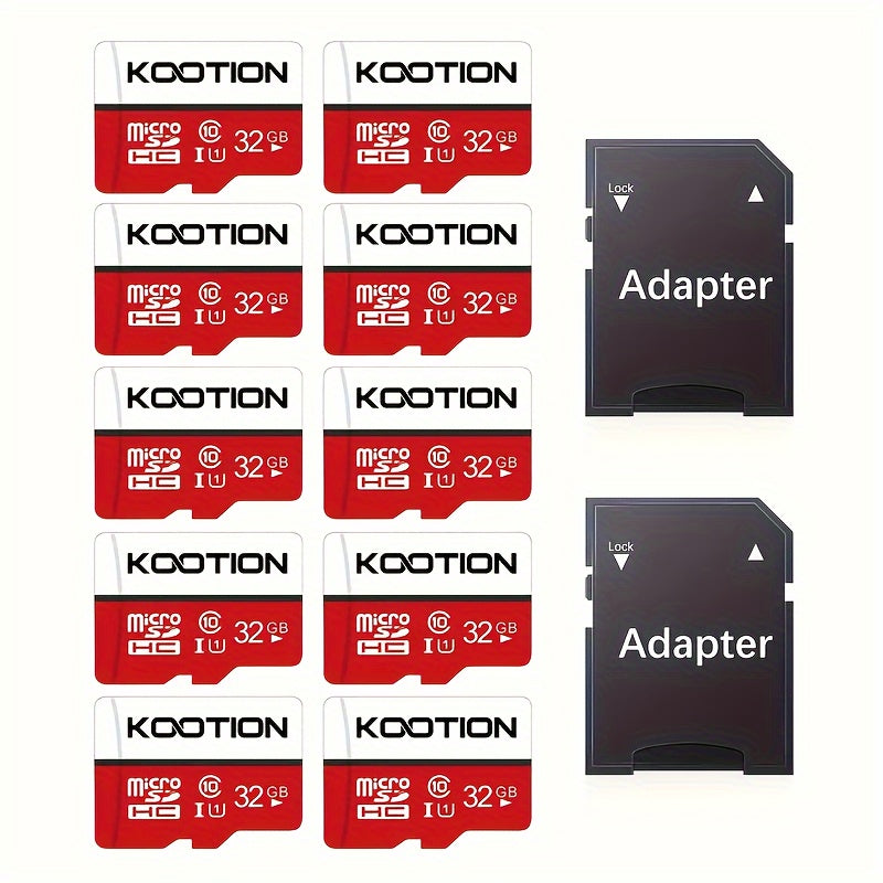 [10 cartes TF haute vitesse] KOOTION Lot de 10/5 cartes mémoire TF haute vitesse UHS-I C10 U1 64 Go 32 Go 512 Mo avec adaptateur SD | Mini carte SDXC pour smartphone, tablette, ordinateur portable, caméra embarquée, drone, console de jeu