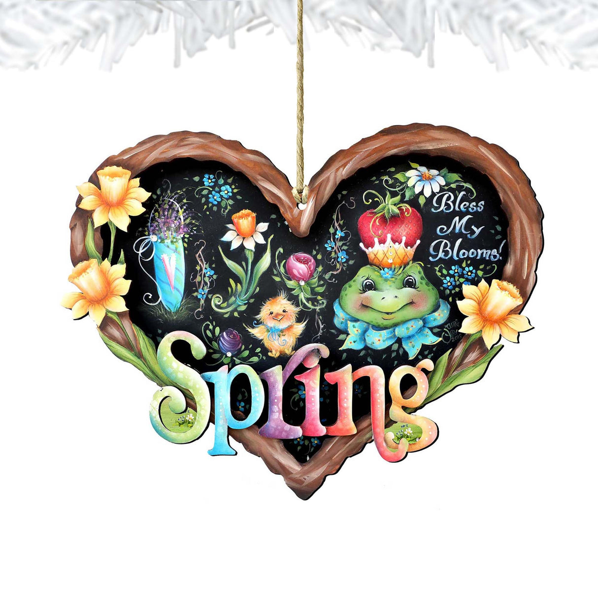 Bless my Bloomin Heart Wooden Ornaments by Jamie Mills-Price - Easter Spring Decor - 8457608