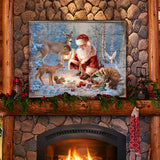 Arte mural de madera "Abundancia de alegría" de D Gelsinger - Decoración navideña de Papá Noel y muñeco de nieve - 95601B-0104