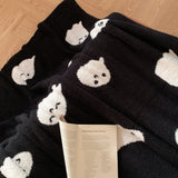 1pc Halloween mignon dessin animé fantôme Premium Sense maison chaude couverture sieste jeter couverture voyage couverture châle couverture simple face polaire jacquard haute qualité tricoté couverture
