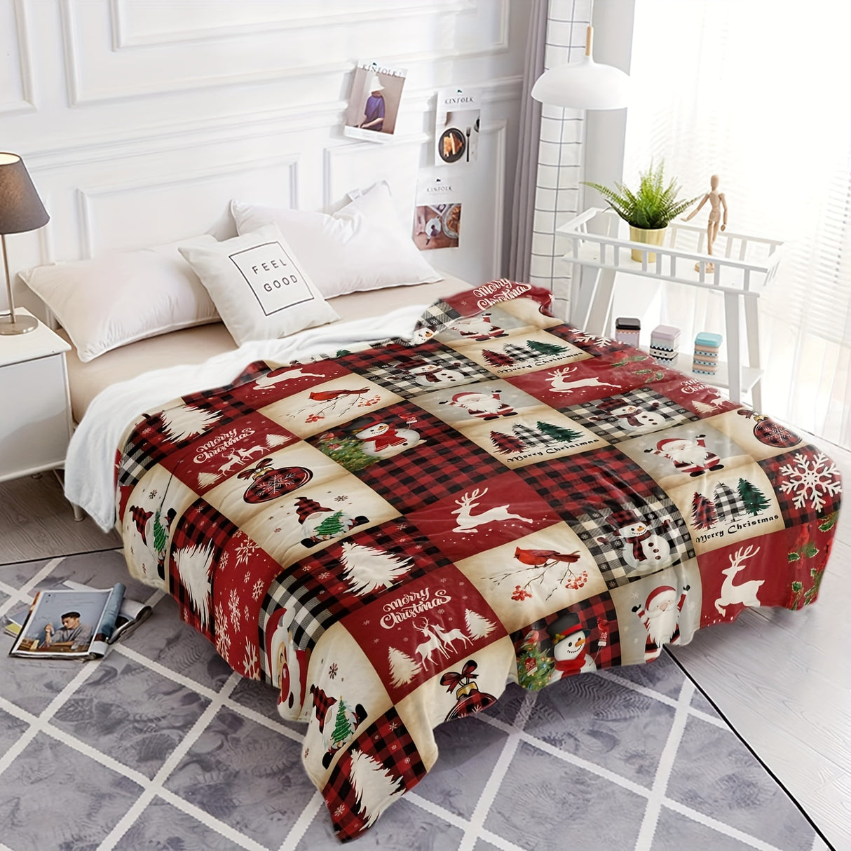 1 manta de franela acogedora con estampado de dibujos animados: suave, cálida y versátil para sofá, oficina, cama, camping y viajes. Un regalo multiusos perfecto para todas las estaciones.