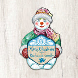 Merry Christmas Snowman Door Decor Family Name by G. DeBrekht - Christmas Santa Snowman Decor - 8116010H