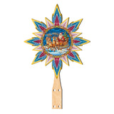 Santa on the Sleigh Star Tree Topper Wooden Decor by G. Debrekht - Santa Snowman Decor - 89516