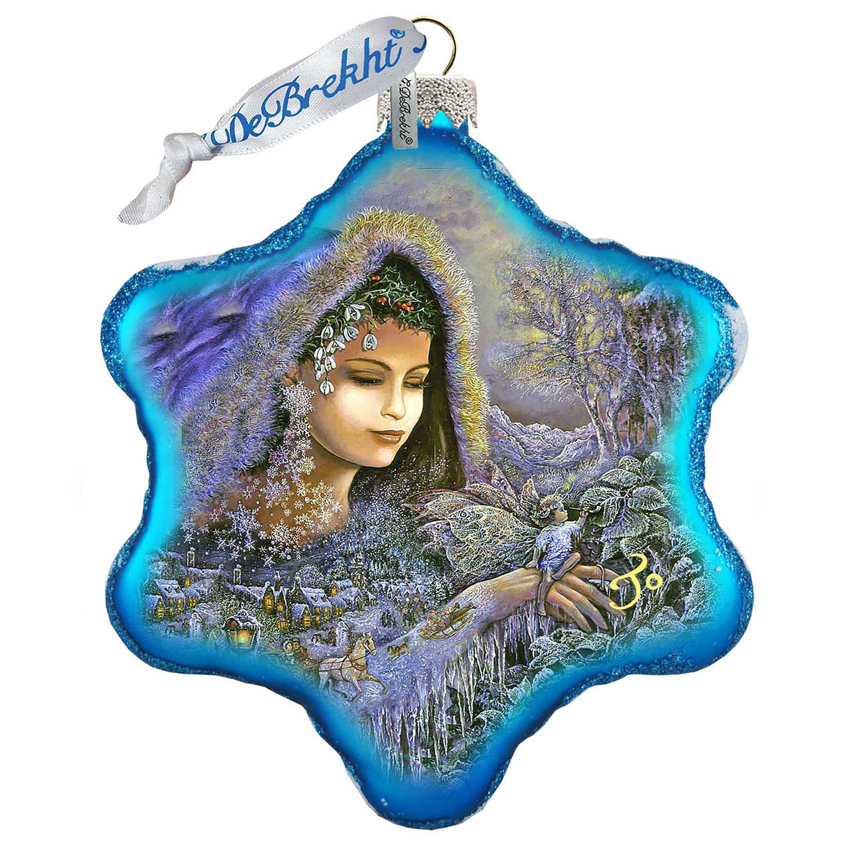 Winter Goddess Glass Ornament by Josephine Wall - Christmas Decor - 754-401-JW