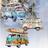 Surf Vans Decorative Wooden Ornaments Set of 3 by G. Debrekht - Coastal Decor - 8091040-S3