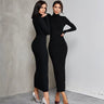 New Half-high Neck Long-sleeved Slim Thread Temperament Long Dresses - Lootquake