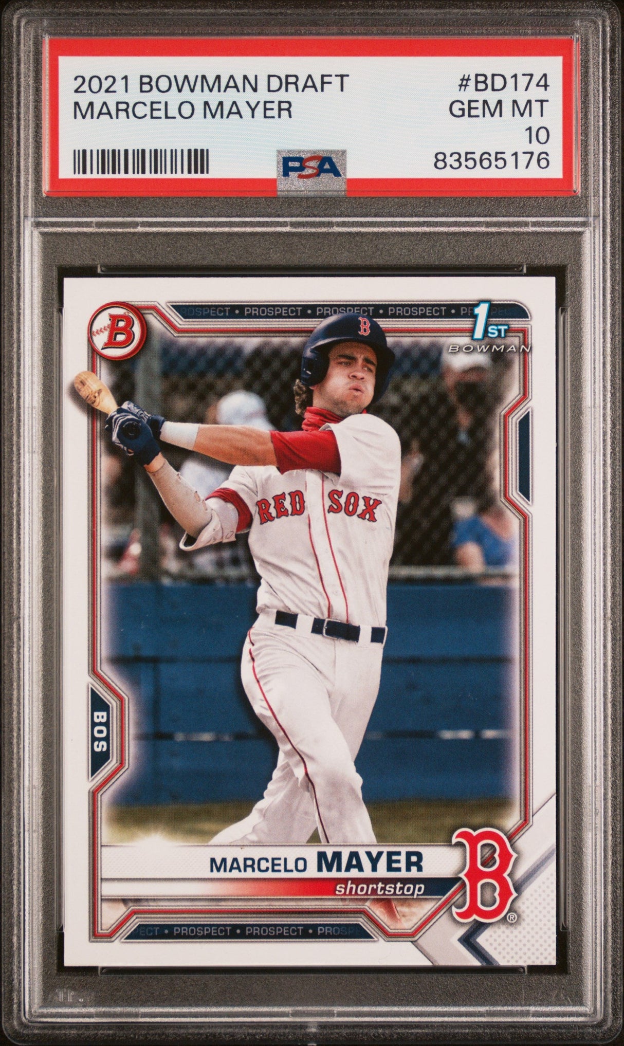 Tarjeta de béisbol RC de novato Marcelo Mayer #BD174 del Draft Topps Bowman 2021 PSA 10 Gem Mint