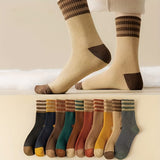 5/10 pares de calcetines a rayas, calcetines de tubo medio cómodos y cálidos, medias y calcetas para mujer