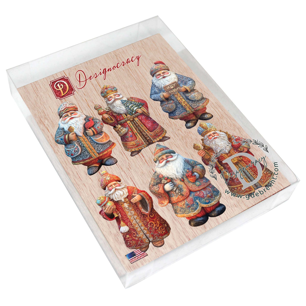 Juego de 6 imanes decorativos de madera de Papá Noel de G. Debrekht - Decoración navideña de Papá Noel y muñeco de nieve - 8090032G-S6