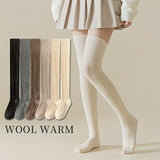 2 Pairs Solid Thigh High Stockings, Slim Fit Knitted Over The Knee Socks, Women's Stockings & Hosiery