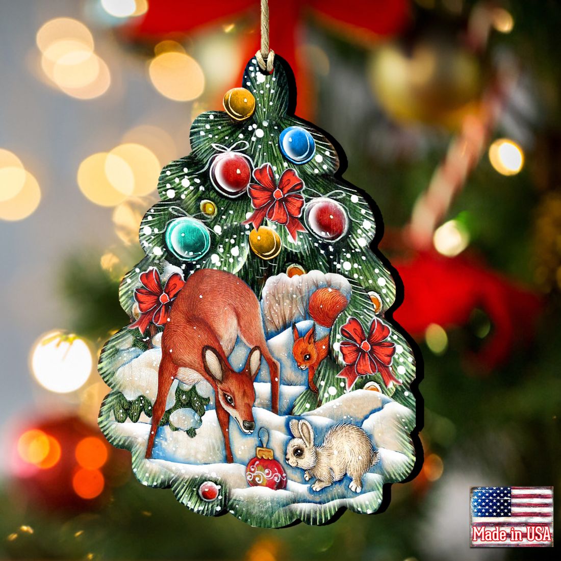 Forest Christmas Tree Wooden Ornaments by G. DeBrekht - Wildlife Holiday Decor - 8119182