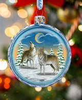 Adorno de vidrio con forma de lobo de G. DeBrekht - Decoración navideña con Papá Noel y muñeco de nieve - 759-011