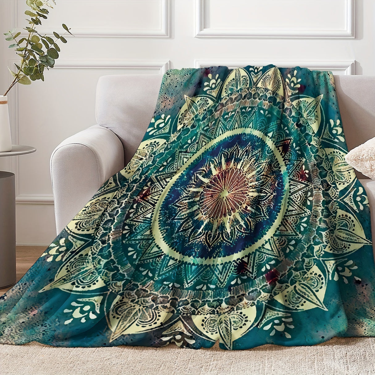 Manta de mandala bohemia suave y lujosa: visualmente impactante y acogedora: ¡regalo ideal para niños, niñas y adultos en cumpleaños, días festivos y celebraciones de Ramadán!