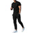 Solid Color Casual Round Neck Short Sleeves T-shirt Trousers Two-piece Set - Lootquake