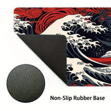 Grand tapis de souris de jeu Red Wave – Tapis de bureau en caoutchouc antidérapant avec bords cousus avec précision, lavable, forme rectangulaire oblongue pour l'eSport et le bureau