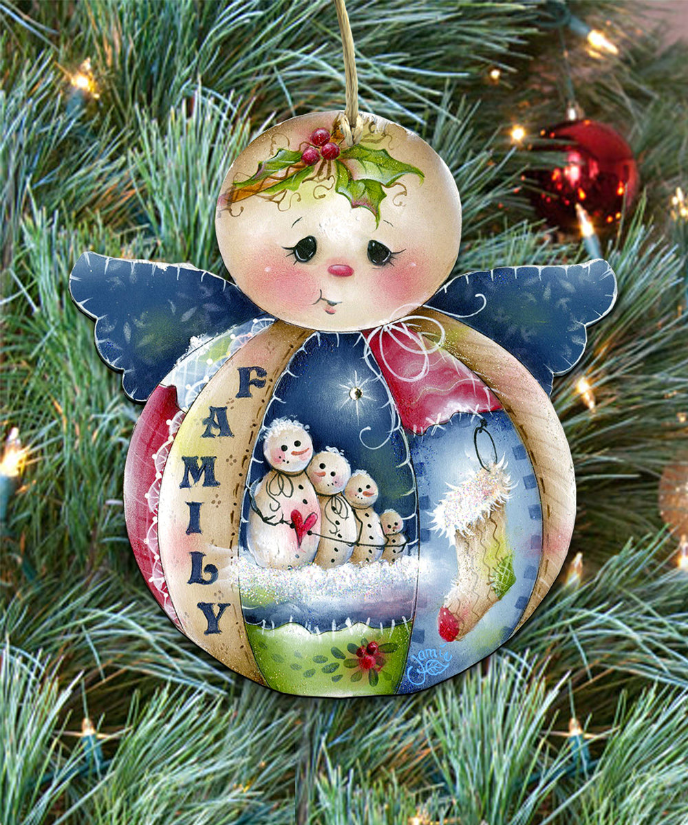 Home for The Holidays Wooden Ornaments Set of 3 by Jamie Mills-Price - Christmas Santa Snowman Decor - 8100037S3-MP