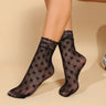 Elegancia chic, calcetines ultrafinos transparentes para mujer con ribete de encaje y estampado floral - Malla transpirable, mezcla de nailon