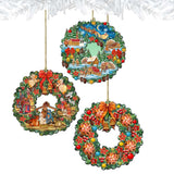 Wreaths Keepsake Wooden Ornaments Set of 3 by G. DeBrekht - Christmas Decor - 8100111S3