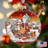 Santa Gift Giver Ball Glass Ornament Limited Edition by G. DeBrekht - Christmas Santa Snowman Decor - 73874R
