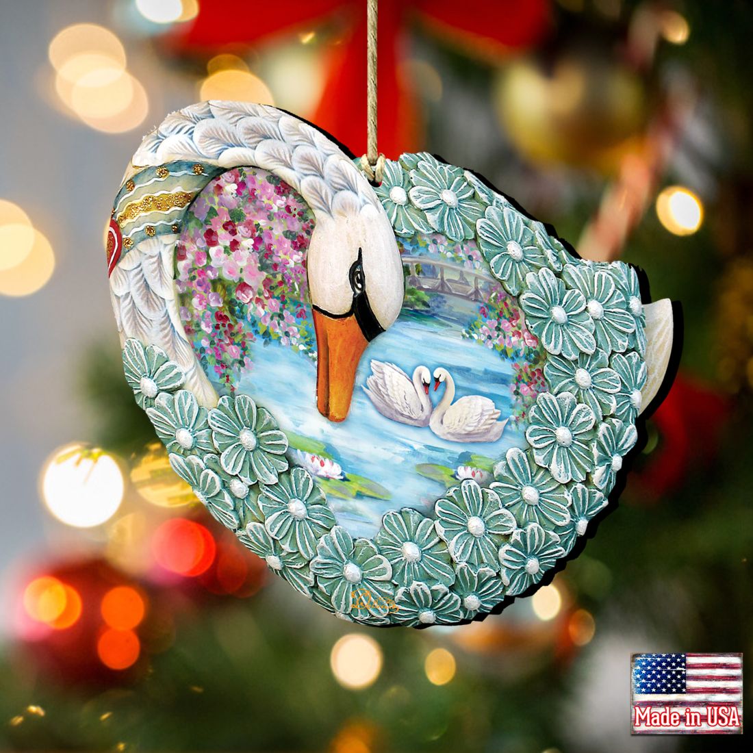 Swan Love Wooden Ornaments by G. DeBrekht - Love Family Kids Decor - 8185261